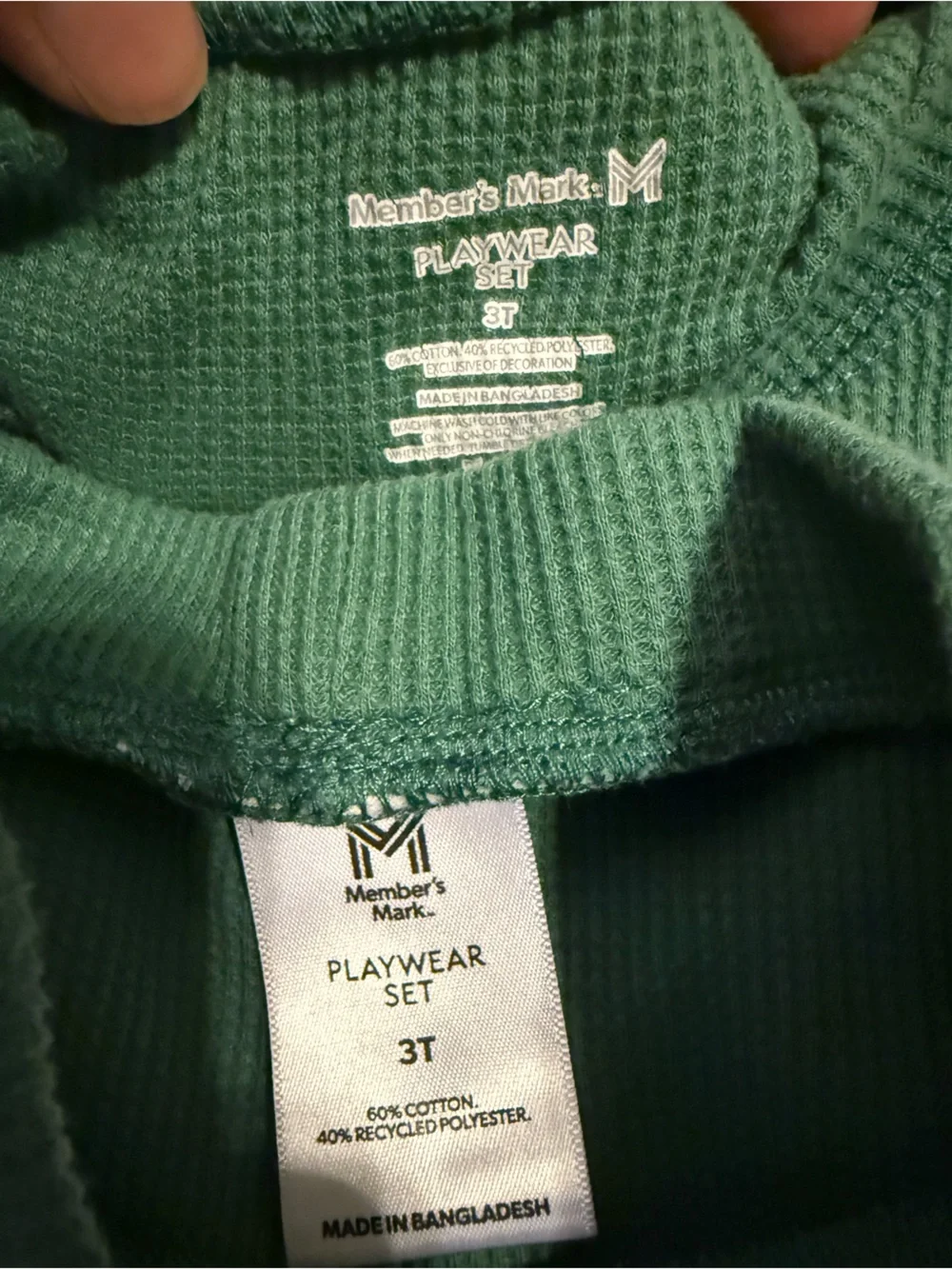 Kids Green Waffle Knit Sweatshirt & Jogger Set